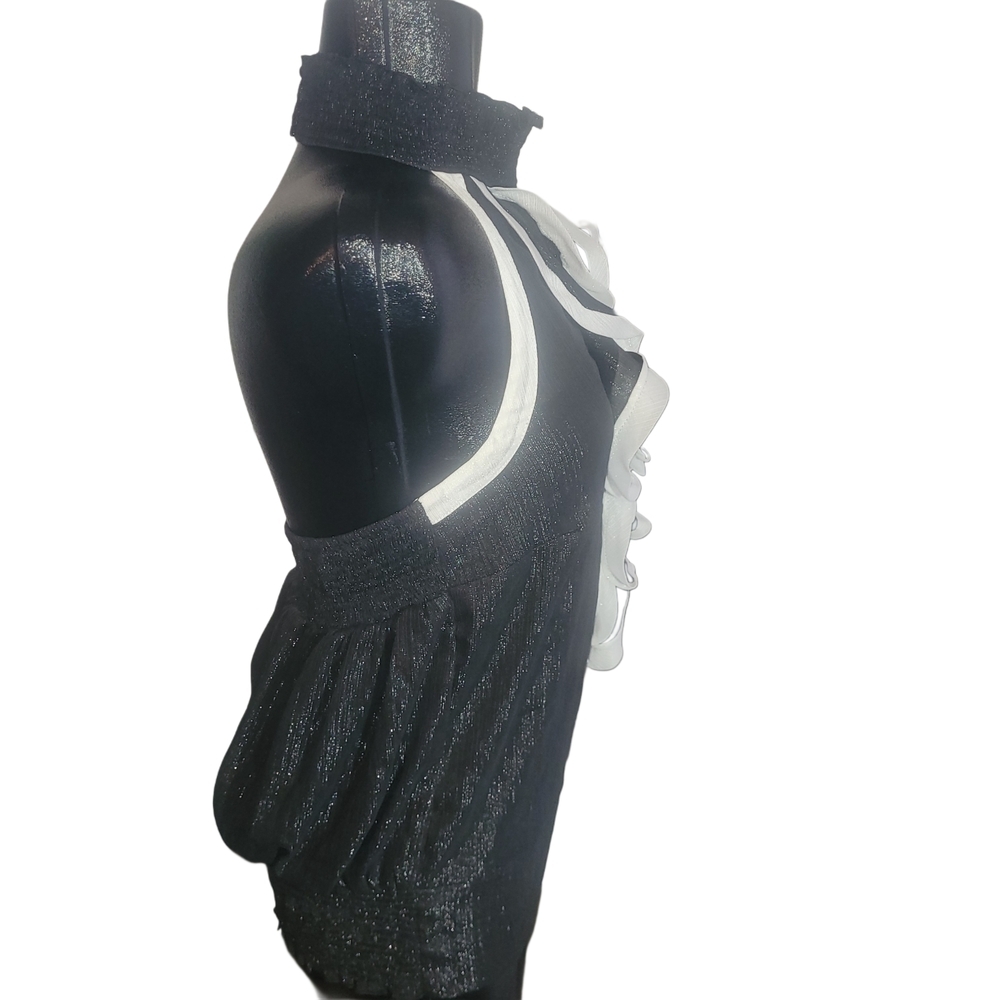 Smart Set Black and White Sleeveless Halter Top L - Picture 4 of 6